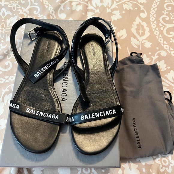 Balenciaga Black Strappy Sandals - Picture 1 of 4